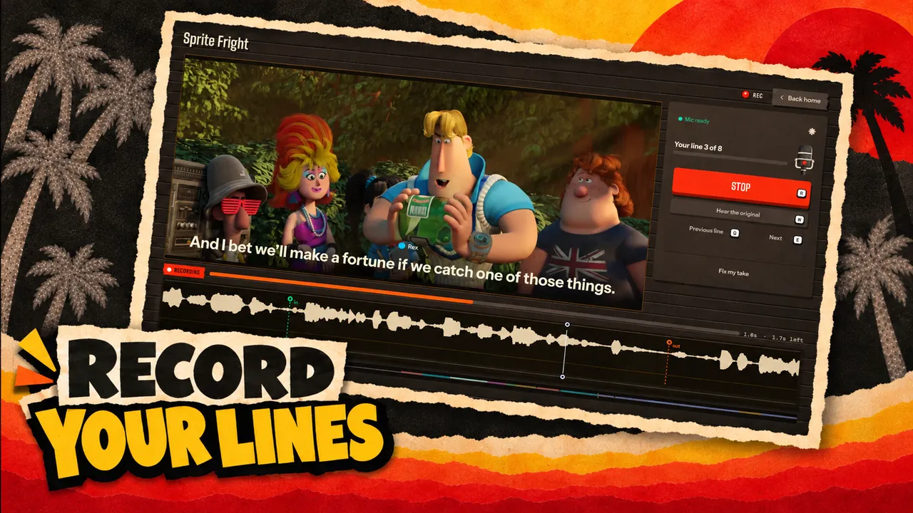 Recording a line in the booth