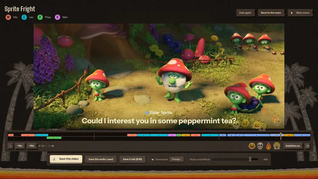The premiere, where the finished dub plays
